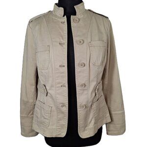 Jessica Sport Y2K Vintage Military Safari Cargo Jacket Blazer Sz 12 Khaki Travel